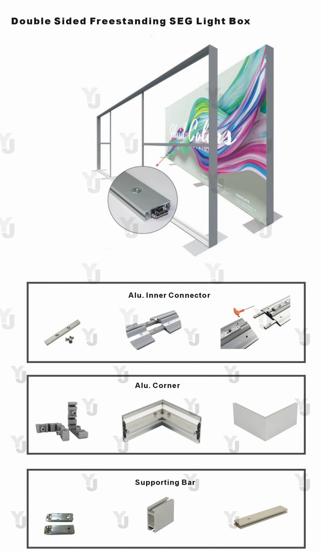 Aluminum Silicone Fabric Frames Tradeshow Seg Lightbox Advertising Backlit LED Light Box