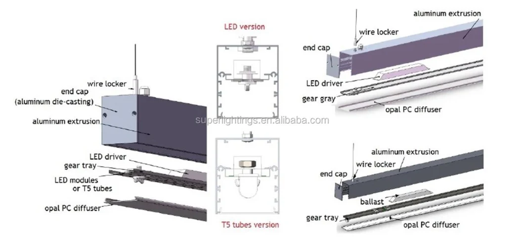 Commercial Office Building Flexible LED Bar Fixture Pendant Linear Light